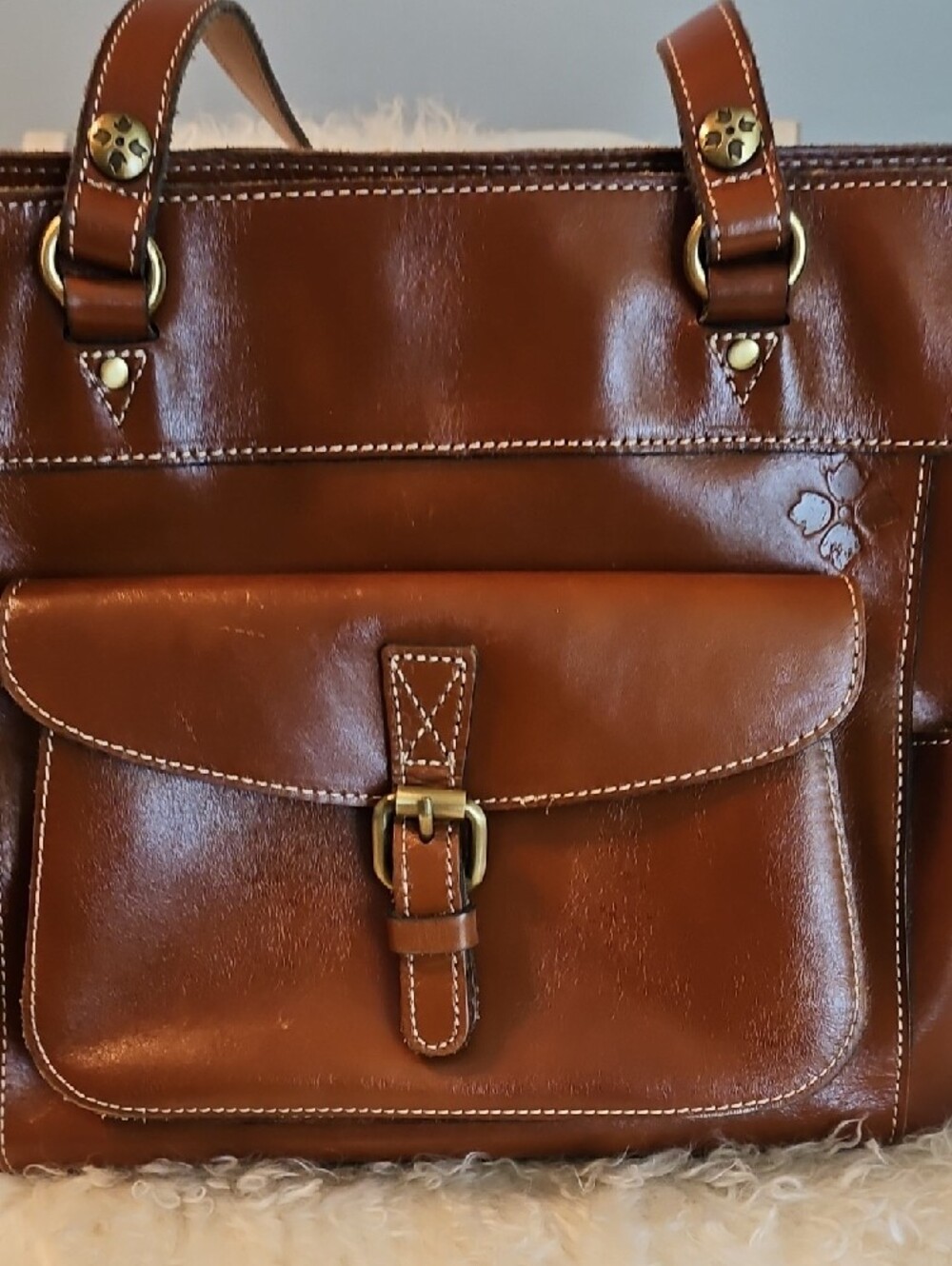 Patricia Nash Brown Leather Tote with Front Pocket - Picture 4 of 11
